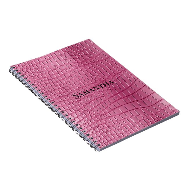 Pink Faux Alligator Animal  Notebook (Right Side)