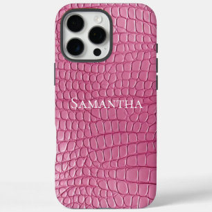 Pink Faux Alligator Animal Print iPhone 16 Pro Max Case