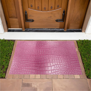 Pink Faux Alligator Animal Print Doormat
