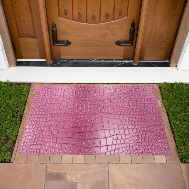 Pink Faux Alligator Animal Print Doormat (Outdoor)