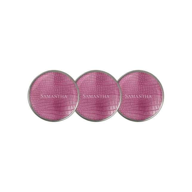 Pink Faux Alligator Animal Print Golf Ball Marker (3 Up)