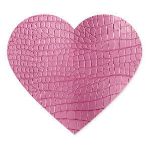 Pink Faux Alligator Animal Print Heart Sticker