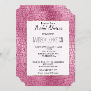 Pink Faux Alligator Animal Print Invitation