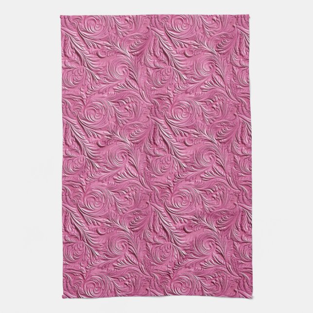 Pink Faux Alligator Animal Print Kitchen Towel (Vertical)