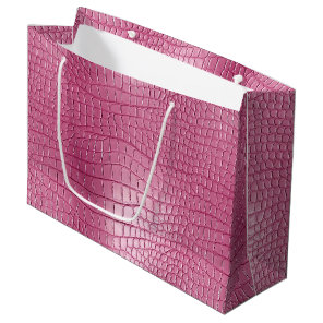 Pink Faux Alligator Animal Print Large Gift Bag