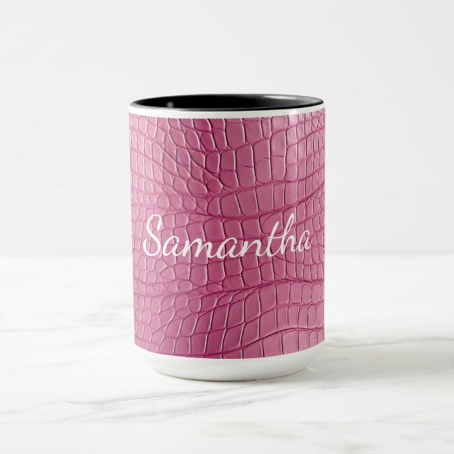 Pink Faux Alligator Animal Print Mug (Center)