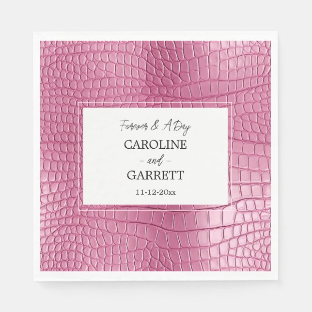 Pink Faux Alligator Animal Print Napkins (Front)