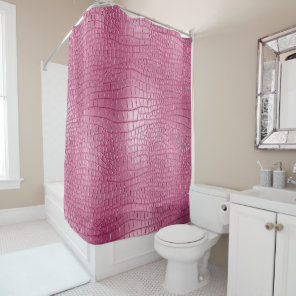 Pink Faux Alligator Animal Print Shower Curtain