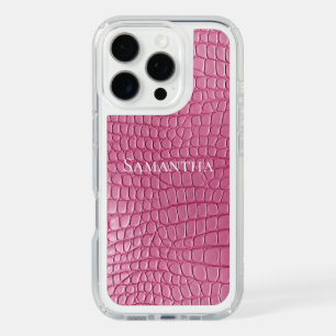 Pink Faux Alligator Animal Print iPhone 16 Pro Case