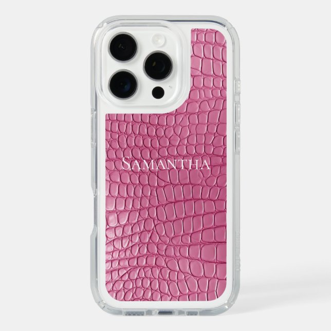 Pink Faux Alligator Animal Print Speck iPhone Case (Front)