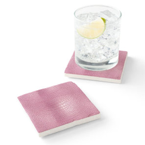 Pink Faux Alligator Animal Print Stone Coaster