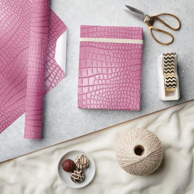 Pink Faux Alligator Animal Print Wrapping Paper (Crafts)