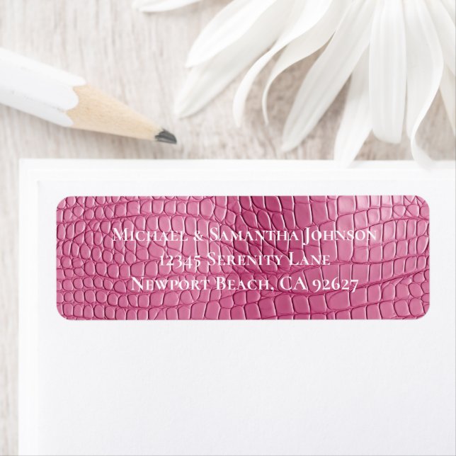Pink Faux Alligator Animal Wedding Bridal Shower Label (Insitu)