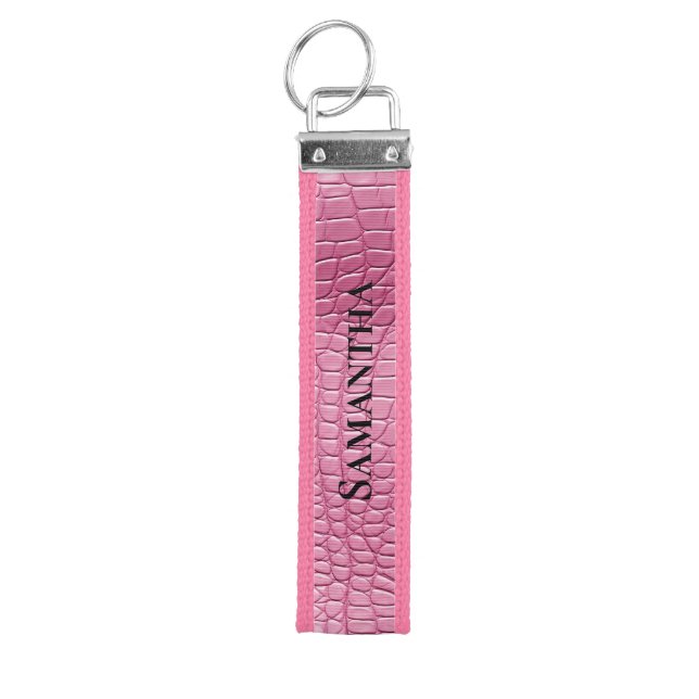 Pink Faux Alligator Animal  Wrist Keychain (Keys on Top)