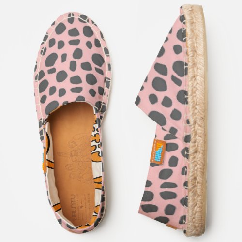  Pink Faux Animal Print Canvas Slip On Shoes 