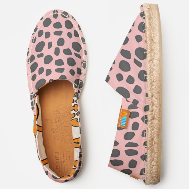  Pink Faux Animal Print Canvas Slip On Shoes  (Side)