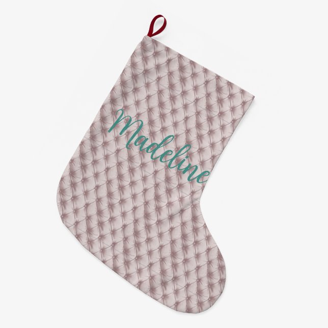 Pink Faux Christmas stocking with name (Front (Hanging))