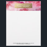 Pink Faux Foil Watercolor Letterhead<br><div class="desc">This stunning pink watercolor is a perfect match to our pink watercolor business card. You can find it in the Watercolor Collection below.</div>