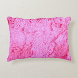 Pink Faux Fur Decorative Pillow
