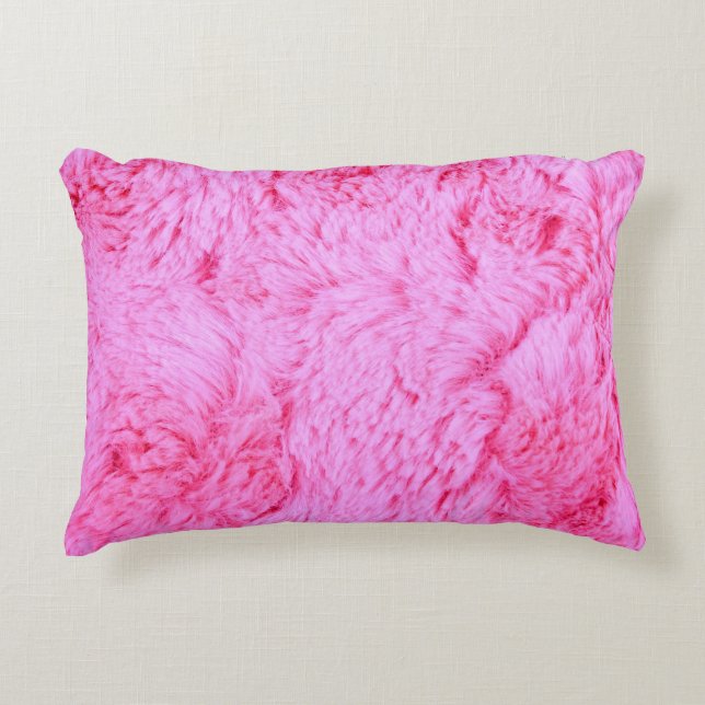 Pink Faux Fur Decorative Pillow (Front)