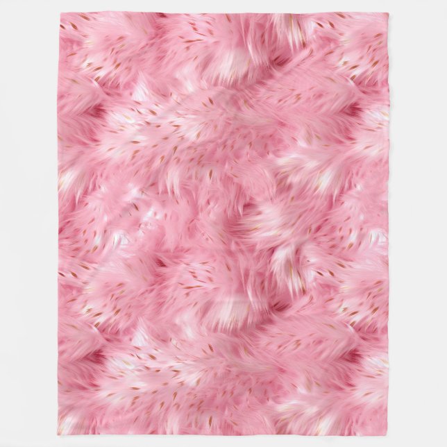 Pink Faux Fur Fleece Blanket (Front)