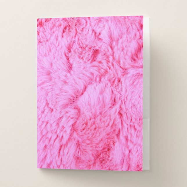Pink Faux Fur Pocket Folder (Front)