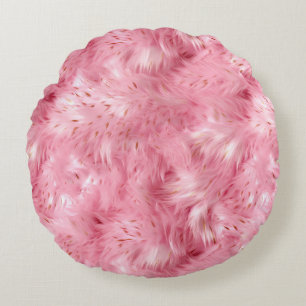 Pink Faux Fur Round Pillow