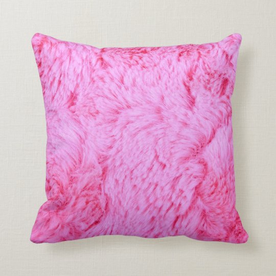 Pink Faux Fur Throw Pillow