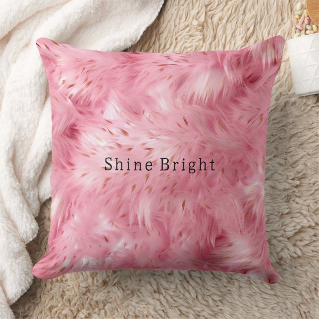 Pink Faux Fur Throw Pillow (Blanket)