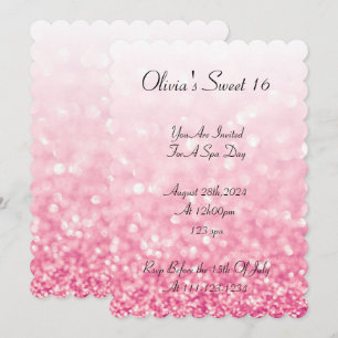 Pink faux glitter birthday invitation
