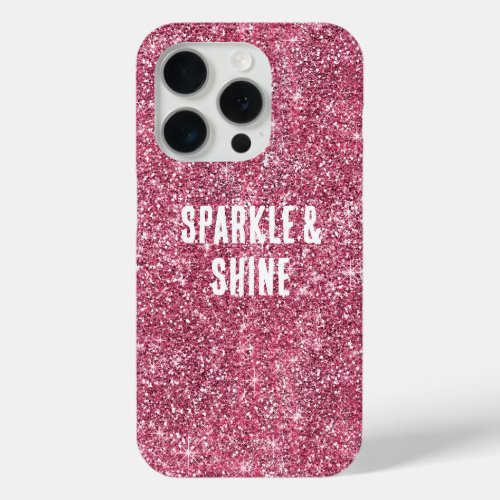 Pink Faux Glitter iPhone 15 Pro Case