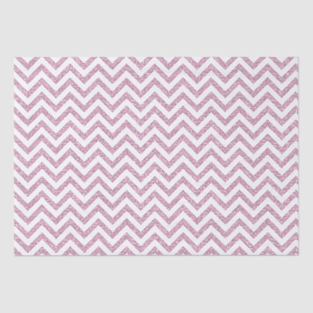 Pink Faux Glitter Chevron Tissue Paper (Front)