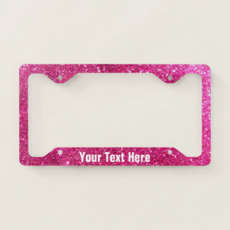 Pink Faux Glitter Custom License Plate Frame
