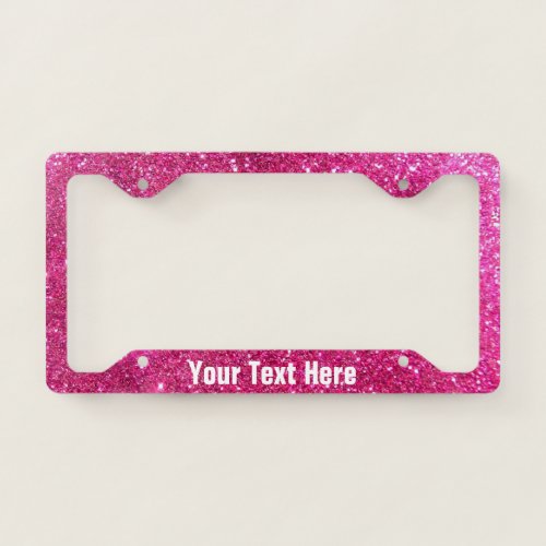 Pink Faux Glitter Custom License Plate Frame