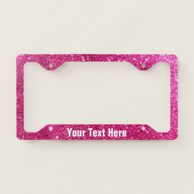 Pink Faux Glitter Custom License Plate Frame (Front)