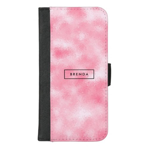 Pink Faux Glitter Custom Monogram iPhone 87 Plus Wallet Case