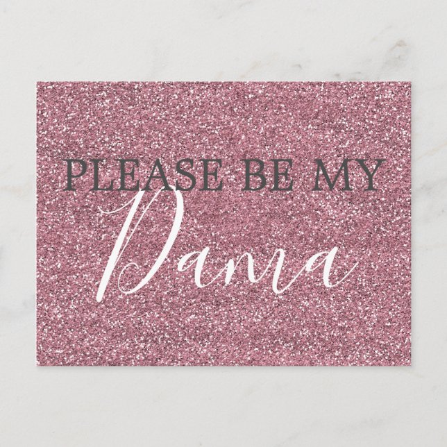Pink Faux Glitter Dama Quinceanera Proposal Invitation Postcard (Front)