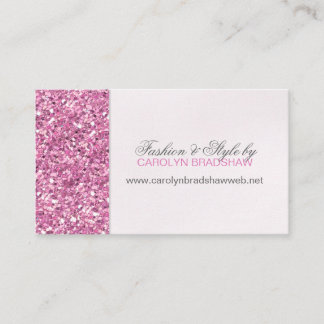 Pink Faux Glitter Glam Business Card
