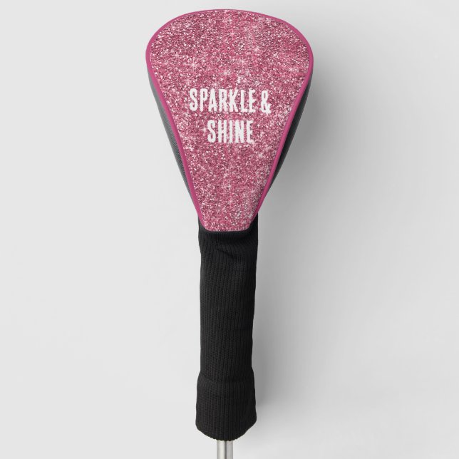 Pink Faux Glitter Golf Head Cover (Front)