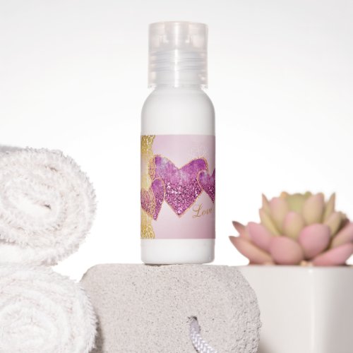 Pink Faux Glitter Hearts Hand Lotion