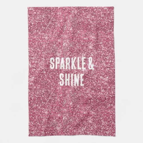 Pink Faux Glitter Kitchen Towel