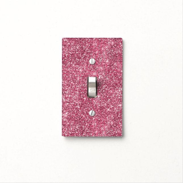 Pink Faux Glitter Light Switch Cover (In Situ)