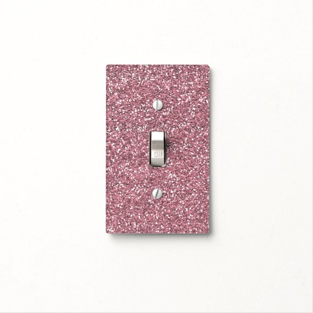 Pink Faux Glitter Light Switch Cover (In Situ)