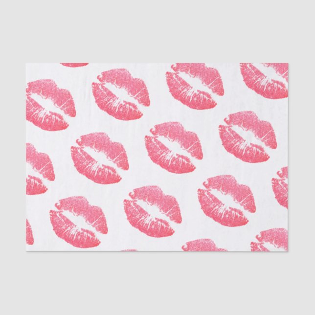 Pink Faux Glitter Lips Tissue Paper (Front)
