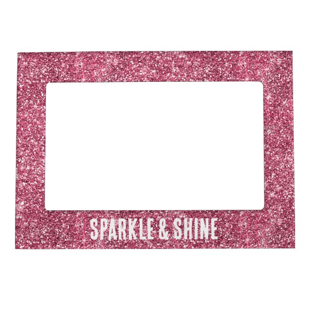 Pink Faux Glitter Magnetic Frame (Front)