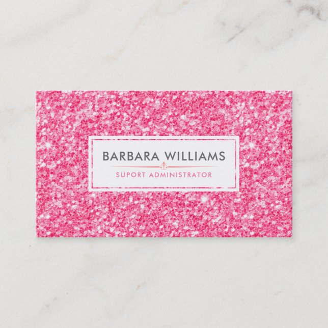 Pink Faux Glitter Modern Design Business Card (Front)