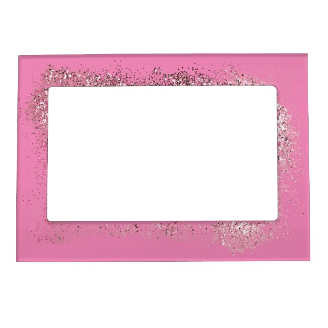 Pink Faux Glitter Modern Magnetic Frame (Front)
