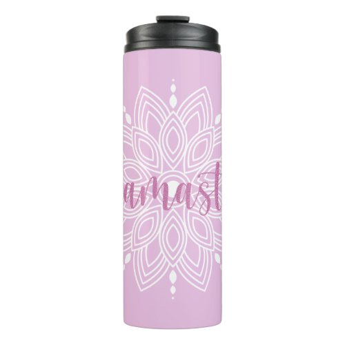 Pink Faux Glitter Namaste Mandala Thermal Tumbler