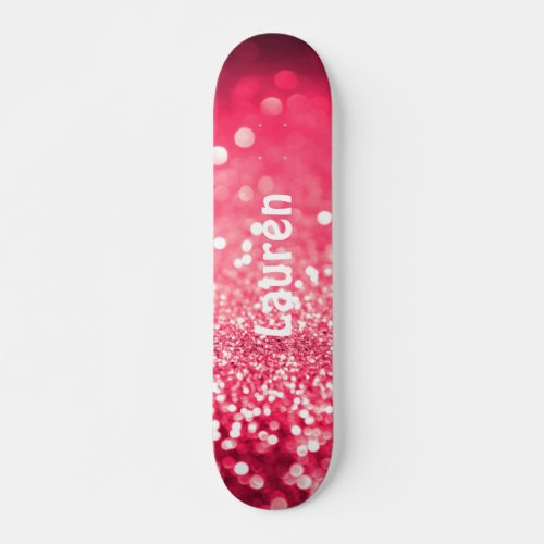 Pink Faux Glitter Personalized Girls Skateboard
