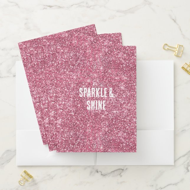 Pink Faux Glitter Pocket Folder (In Situ)